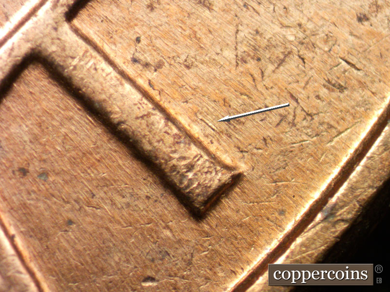 Die-stage B marker on 1961D•1MM•008 (1961 Repunched Mint Mark).