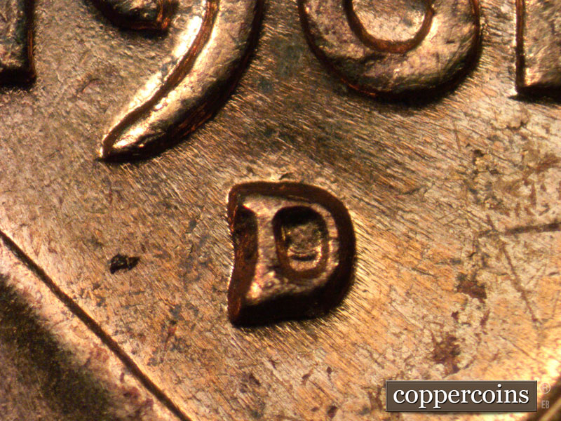 1961 Lincoln cent obverse, CopperCoins die 1961D•1MM•010.