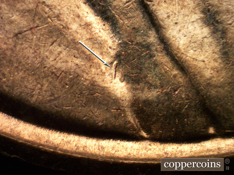 Die-stage B marker on 1961D•1MM•010 (1961 Repunched Mint Mark).
