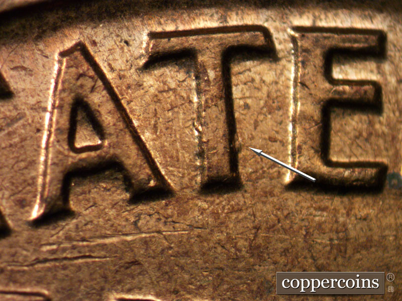 Die-stage B marker on 1961D•1MM•010 (1961 Repunched Mint Mark).