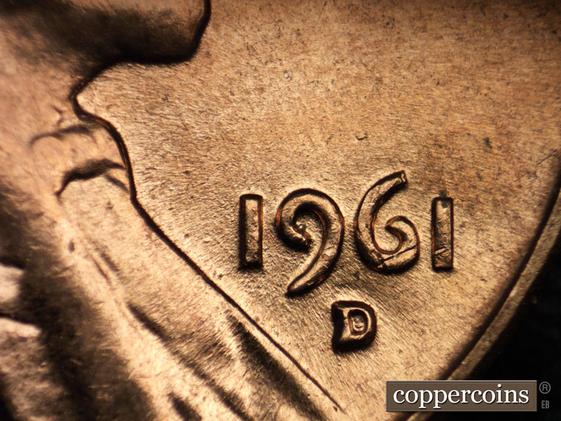 Die-stage C marker on 1961D•1MM•010 (1961 Repunched Mint Mark).