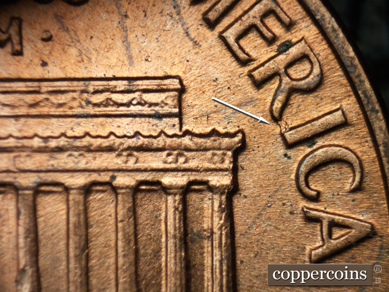 Die-stage C marker on 1961D•1MM•010 (1961 Repunched Mint Mark).
