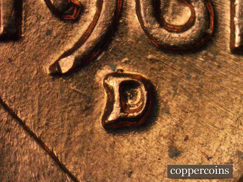 1961 Lincoln cent obverse, CopperCoins die 1961D•1MM•012.