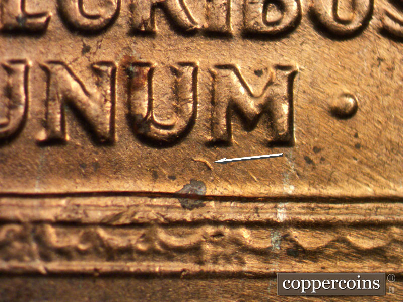 Die-stage C marker on 1961D•1MM•012 (1961 Repunched Mint Mark).