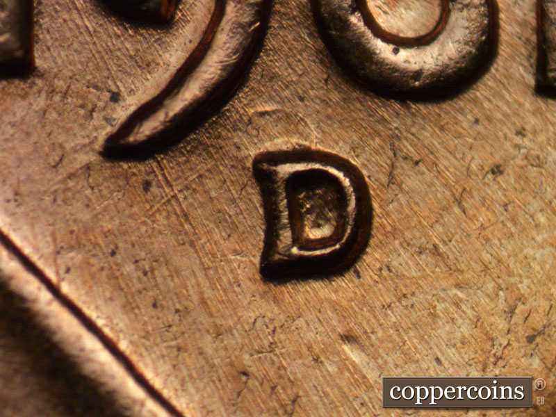 1961 Lincoln cent obverse, CopperCoins die 1961D•1MM•014.