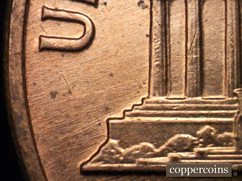 Die-stage B marker on 1961D•1MM•014 (1961 Repunched Mint Mark).