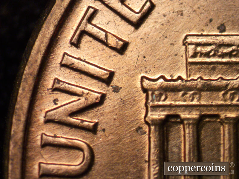 Die-stage B marker on 1961D•1MM•014 (1961 Repunched Mint Mark).