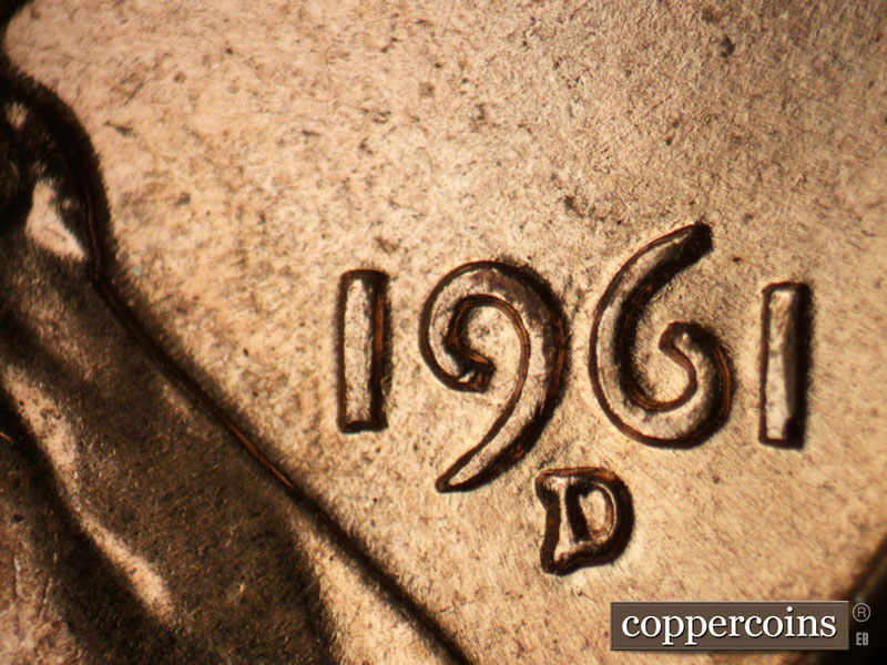 Die-stage A marker on 1961D•1MM•015 (1961 Repunched Mint Mark).