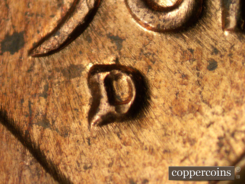 Die-stage C marker on 1961D•1MM•016 (1961 Repunched Mint Mark).