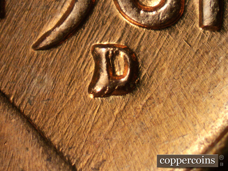 1961 Lincoln cent obverse, CopperCoins die 1961D•1MM•017.