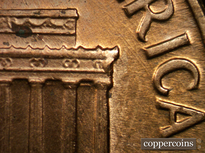 Die-stage B marker on 1961D•1MM•017 (1961 Repunched Mint Mark).
