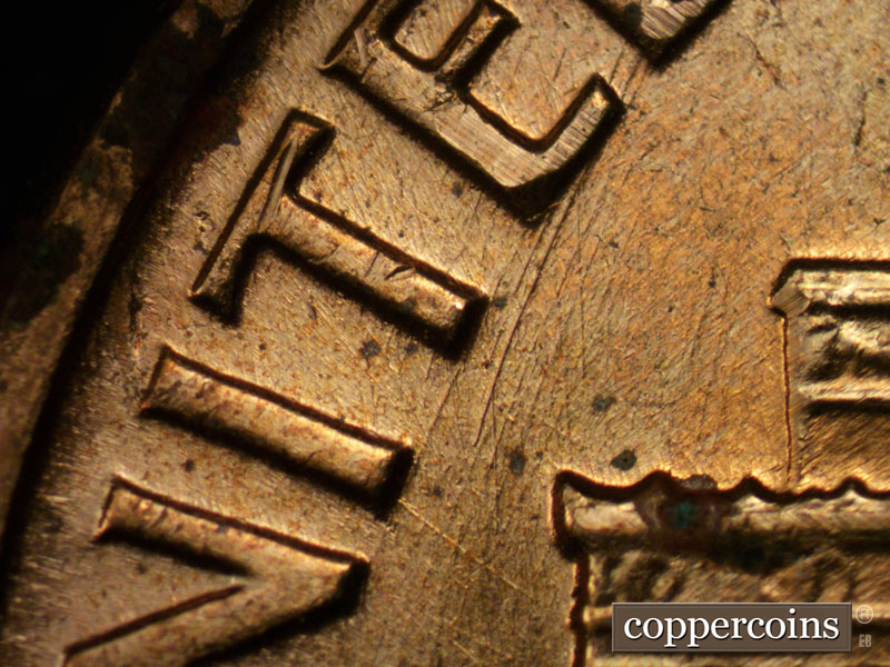 Die-stage B marker on 1961D•1MM•017 (1961 Repunched Mint Mark).