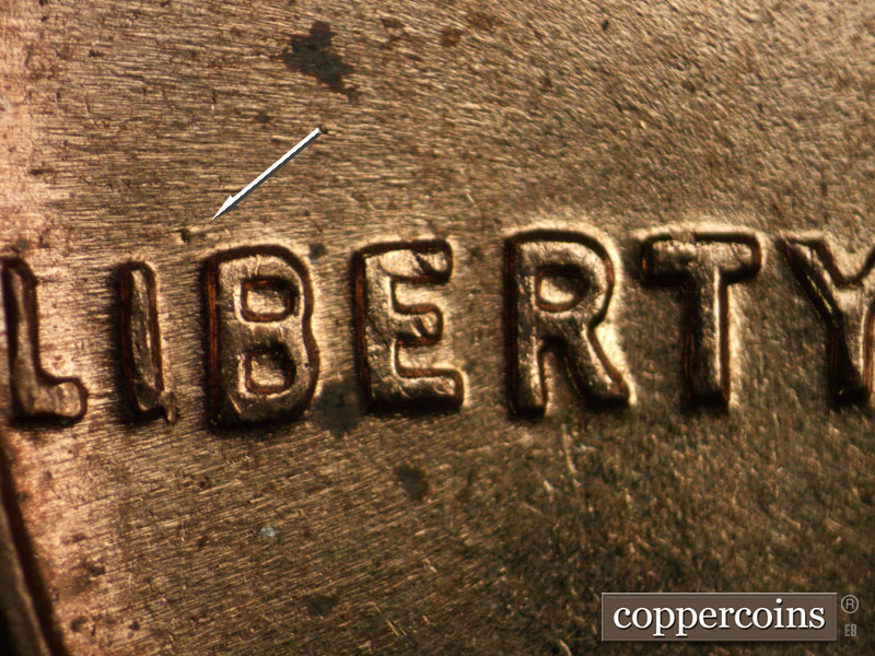 Die-stage B marker on 1961D•1MM•020 (1961 Repunched Mint Mark).