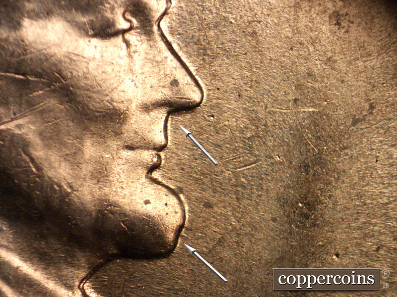Die-stage B marker on 1961D•1MM•020 (1961 Repunched Mint Mark).
