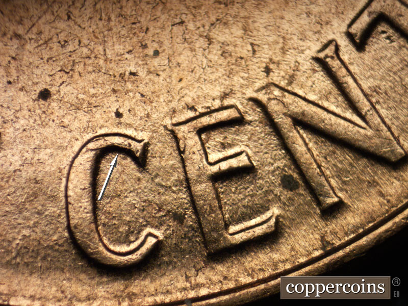 Die-stage B marker on 1961D•1MM•020 (1961 Repunched Mint Mark).