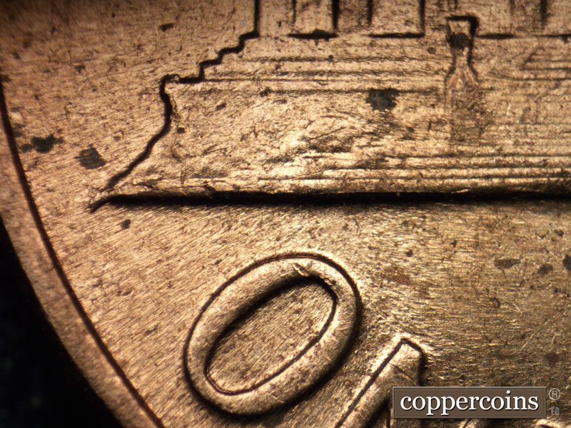Die-stage B marker on 1961D•1MM•020 (1961 Repunched Mint Mark).