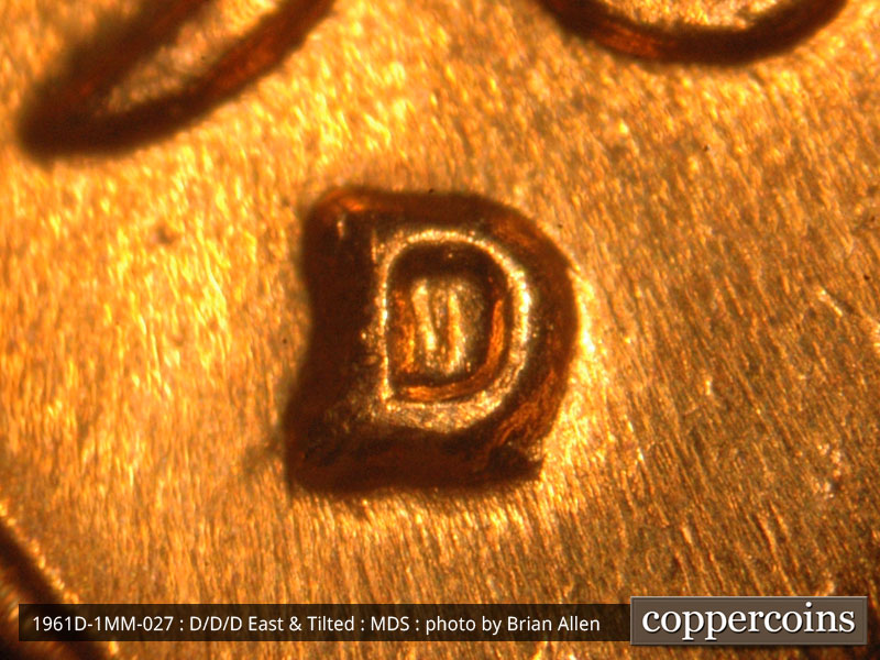 1961 Lincoln cent obverse, CopperCoins die 1961D•1MM•027.