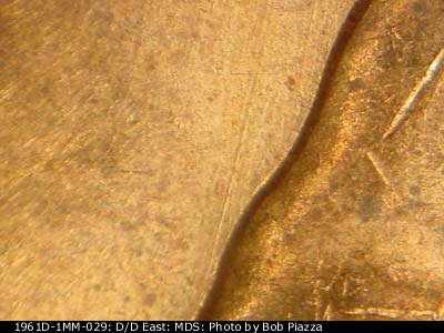 Die-stage B marker on 1961D•1MM•029 (1961 Repunched Mint Mark).