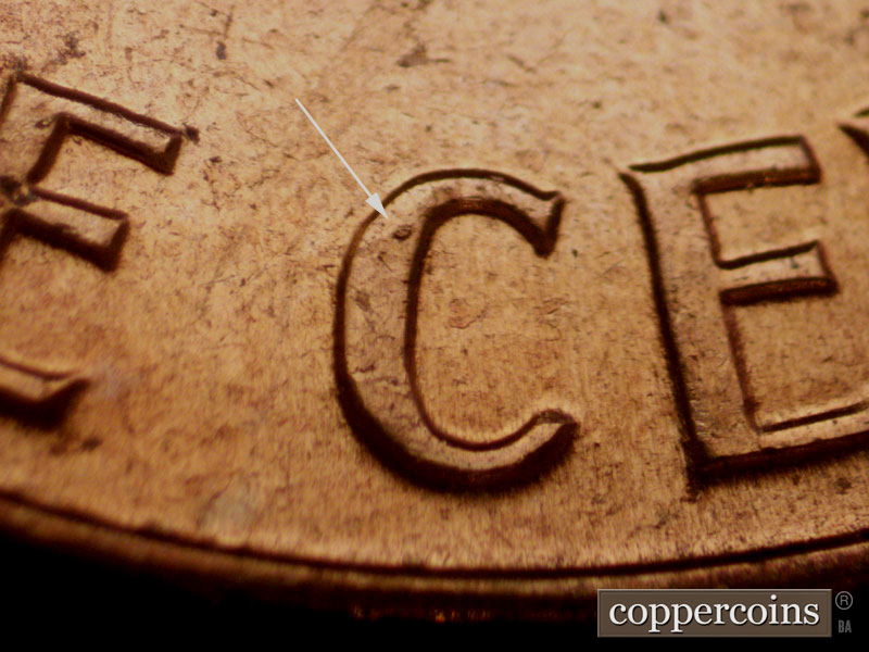Die-stage C marker on 1961D•1MM•030 (1961 Repunched Mint Mark).