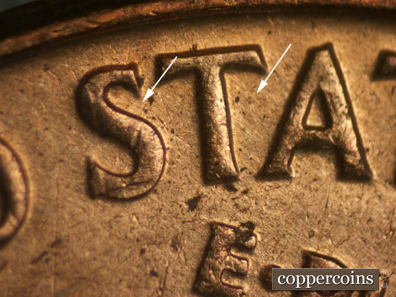 Die-stage A marker on 1961D•1MM•031 (1961 Repunched Mint Mark).
