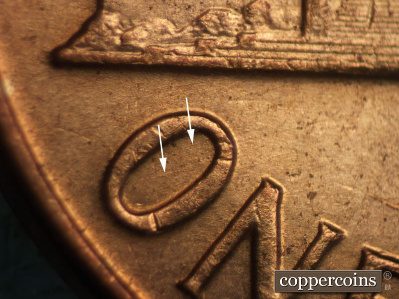 Die-stage A marker on 1961D•1MM•031 (1961 Repunched Mint Mark).