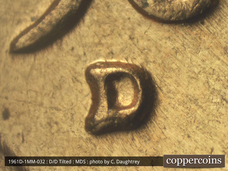 1961 Lincoln cent obverse, CopperCoins die 1961D•1MM•032.