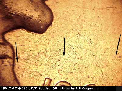 Die-stage C marker on 1961D•1MM•032 (1961 Repunched Mint Mark).