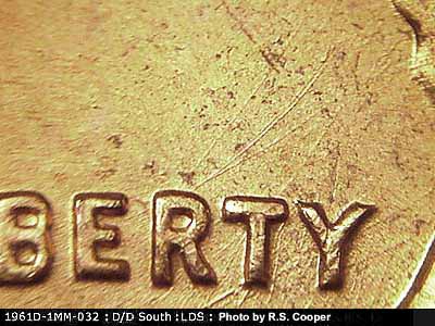 Die-stage C marker on 1961D•1MM•032 (1961 Repunched Mint Mark).