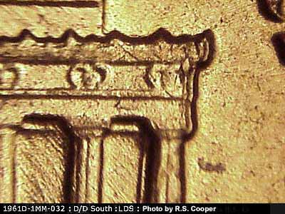Die-stage C marker on 1961D•1MM•032 (1961 Repunched Mint Mark).