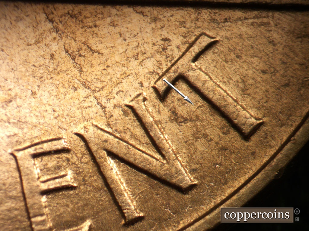 Die-stage B marker on 1961D•1MM•035 showing Die dot to the left of T in CENT.