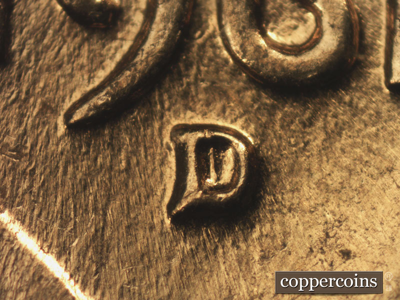 Die-stage C marker on 1961D•1MM•036 (1961 Repunched Mint Mark).