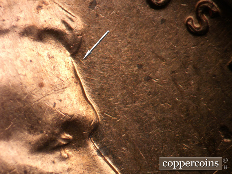 Die-stage A marker on 1961D•1MM•039 (1961 Repunched Mint Mark).