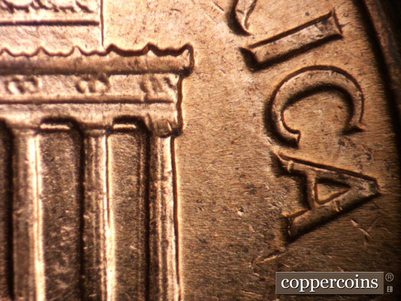 Die-stage A marker on 1961D•1MM•039 (1961 Repunched Mint Mark).