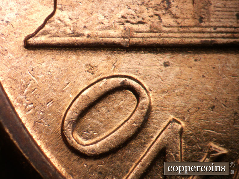 Die-stage A marker on 1961D•1MM•039 (1961 Repunched Mint Mark).