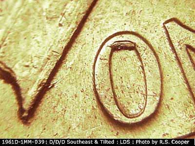 Die-stage C marker on 1961D•1MM•039 (1961 Repunched Mint Mark).