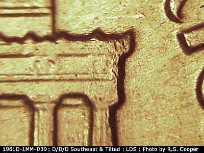 Die-stage C marker on 1961D•1MM•039 (1961 Repunched Mint Mark).