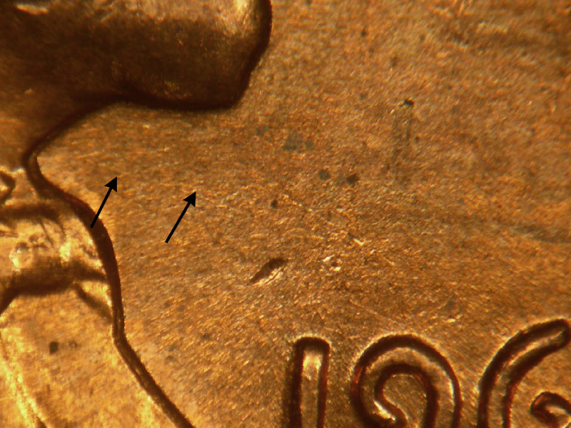 Die-stage B marker on 1961D•1MM•042 (1961 Repunched Mint Mark).