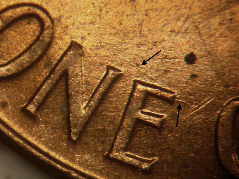 Die-stage B marker on 1961D•1MM•042 (1961 Repunched Mint Mark).