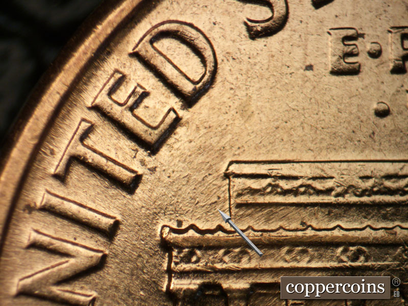 Die-stage B marker on 1961D•1MM•043 (1961 Repunched Mint Mark).