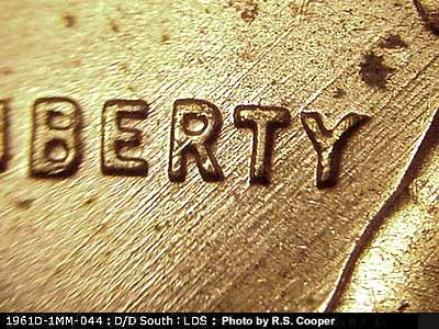 Die-stage C marker on 1961D•1MM•044 (1961 Repunched Mint Mark).