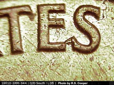 Die-stage C marker on 1961D•1MM•044 (1961 Repunched Mint Mark).