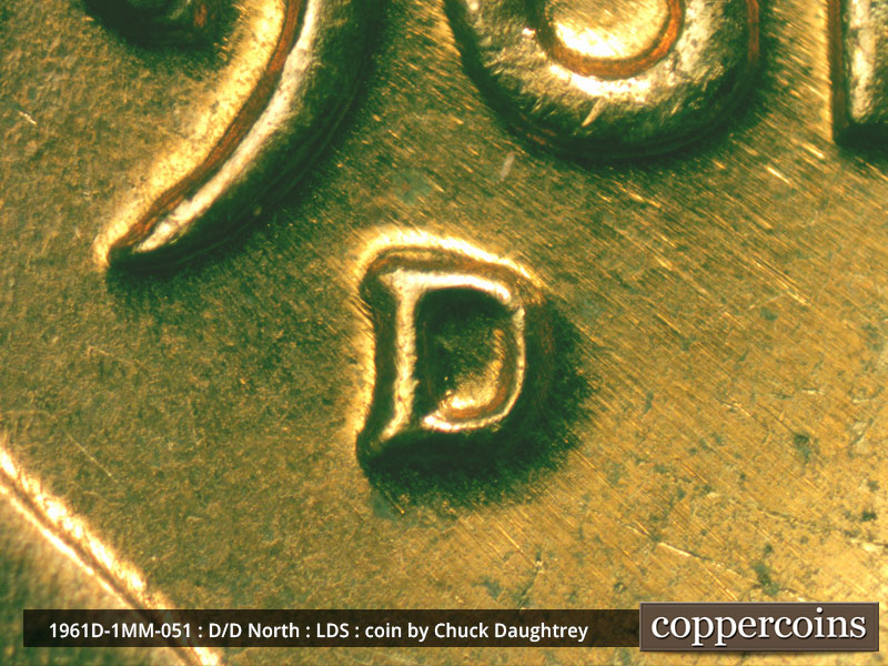 Die-stage C marker on 1961D•1MM•051 (1961 Repunched Mint Mark).