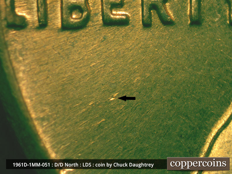 Die-stage C marker on 1961D•1MM•051 (1961 Repunched Mint Mark).