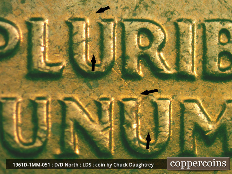 Die-stage C marker on 1961D•1MM•051 (1961 Repunched Mint Mark).