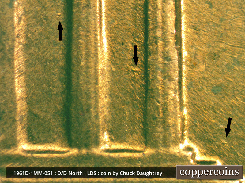 Die-stage C marker on 1961D•1MM•051 (1961 Repunched Mint Mark).