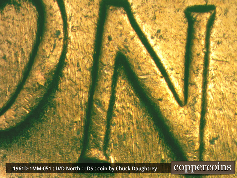Die-stage C marker on 1961D•1MM•051 (1961 Repunched Mint Mark).
