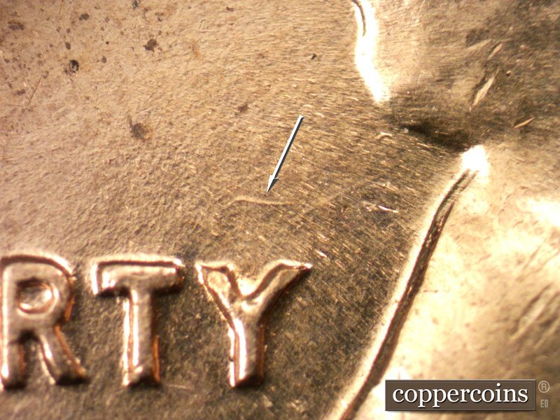 Die-stage B marker on 1961D•1MM•059 (1961 Repunched Mint Mark).