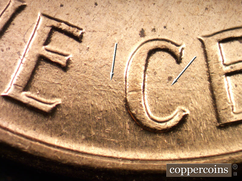 Die-stage B marker on 1961D•1MM•059 (1961 Repunched Mint Mark).