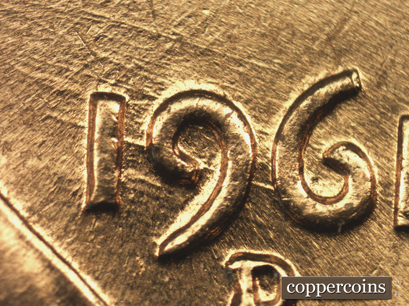 Die-stage C marker on 1961D•1MM•061 (1961 Repunched Mint Mark).