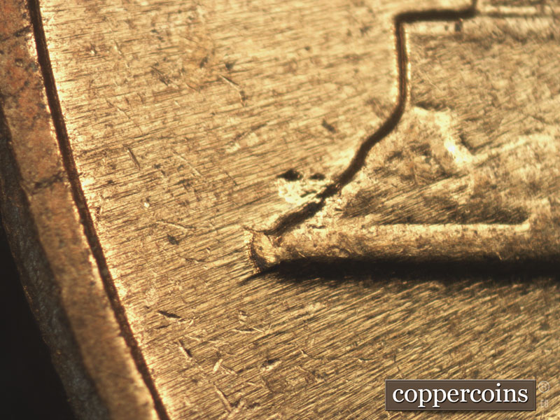 Die-stage C marker on 1961D•1MM•061 (1961 Repunched Mint Mark).